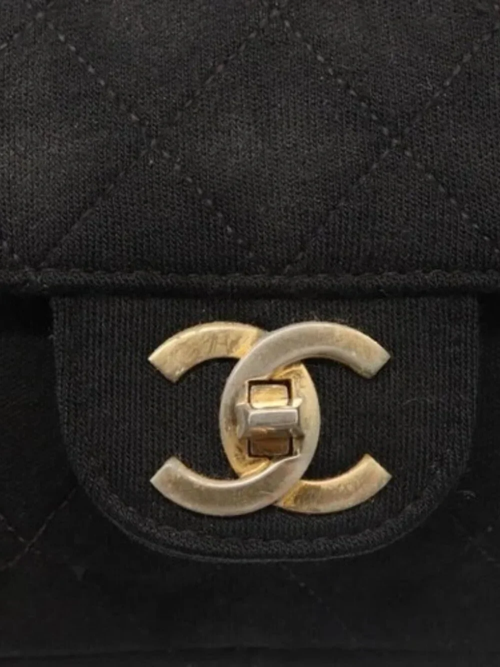 CHANEL Matelasse 25 Chain Shoulder Bag cotton Black Gold CC Auth gh984